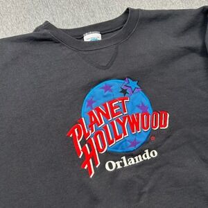 Planet Hollywood Orlando Crewneck Sweatshirt Mens XL Black Embroidered Graphic